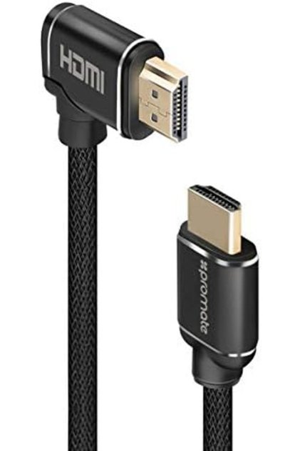 كابل HDMI بدقة 4K، كابل HDMI فائق الدقة 4K بطول 150 سم، مدرع شبكي، مع موصل مطلي بالذهب بزاوية قائمة
