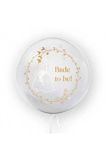 Balon transparent imprimat față-verso, 45 cm, Viitoare mireasă!, decor nuntă, auriu