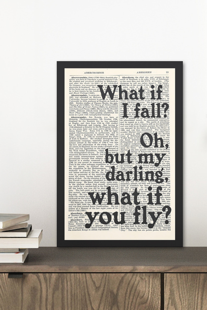 1 Piece What if I Fall Written Wooden Black Frame Look Mdf Table