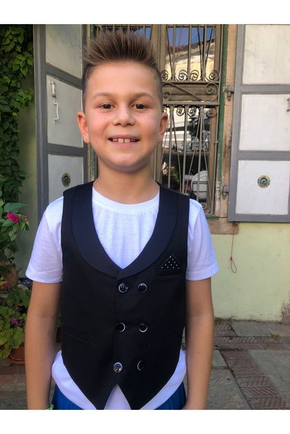 Şal Yakalı Mendil Aksesuarlı Blazer Yelek