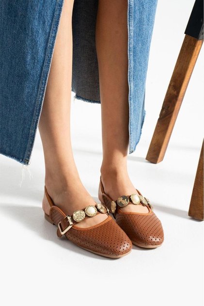 Luwe Lightweight No Sound Buckle Detailed Breathable Daily Home Office Women's Ballerinas