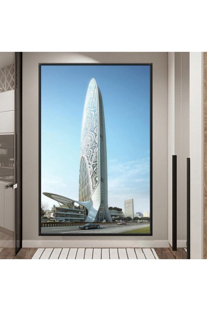 لوحة قماشية بتصميم مودرن مع برواز أسود مجوف