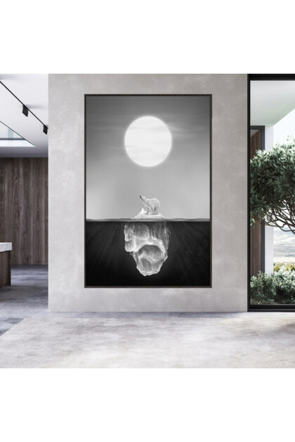 Modern Canvas Painting with Hollow Brown Frame