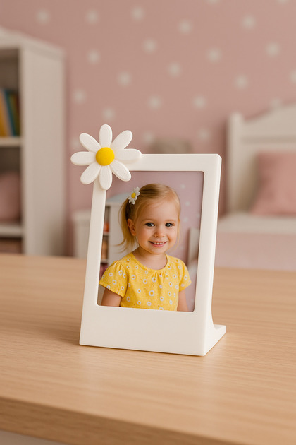 İnstax Fotoğraf Çerçevesi Papatya Detaylı Minimalist Dekoratif Çerçeve Bebek Çocuk Çerçeve