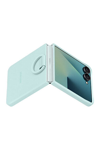 Samsung Galaxy Z Flip 7 Yüzüklü Silikon Kılıf - Mint Yeşili