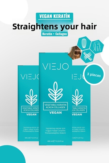 3 Pieces - Vegan Hair Keratin - Collagen - Hair Straightener