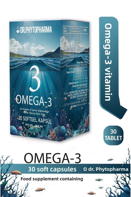 30 Pieces of Omega-3 Chewable Soft Gel Capsules Containing Epa Dha and Vitamin E - 1000 Mg