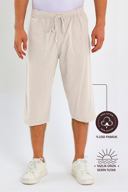 Men's Regular 100% Cotton Linen Look Capri Dc204