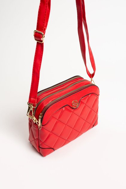 Women's Adjustable Crossbody Strap 4 Compartment Red Matte Shoulder and Crossbody Bag S-1267