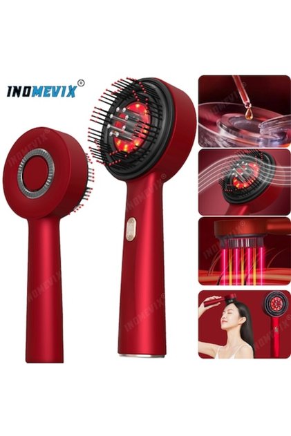 Perie electrică de masaj pentru scalp, 3 moduri de masaj, LED infraroșu, aplicator de ulei