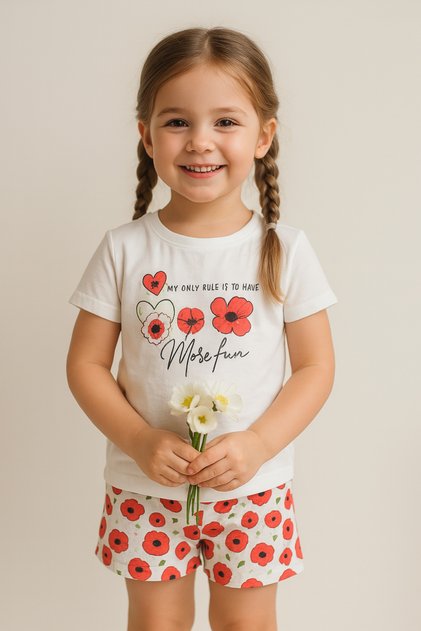 - Printed T-shirt and Shorts Pyjama Set