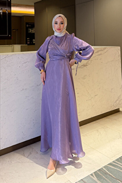 Neva Style Satin Powder Hijab Evening Dress 4171Pd- Trendyol Neva Style Satin Powder Hijab Evening Dress 4171Pd- Trendyol