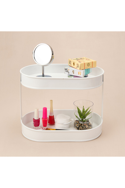 Evidea Bath 2 Katlı Oval Organizer - Beyaz - 32,5x19 cm - Fiyatı