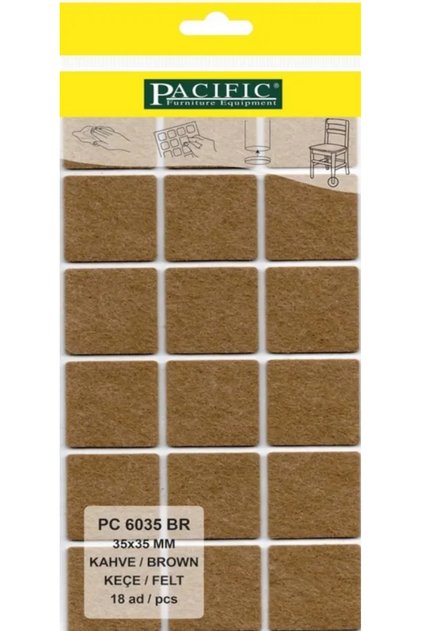 35x35 Mm Yapışkanlı Kare Keçe Mobilya Masa Sandalye Parke Zemin Koruyu Kaydırmaz Keçe (18Lİ PAKET)