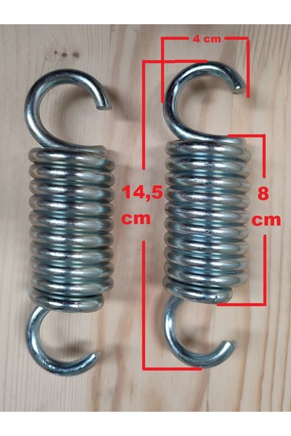 7 Mm Çelik 2 Adet Salıncak Yayı - Uzun - 10 Boğum - 14,5 Cm - Galvanizli - Düz Kancalı