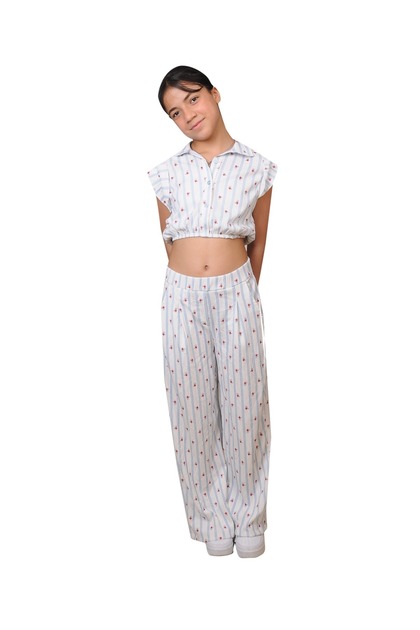 Floral Printed Cotton Bottom - Top Girl's Suit