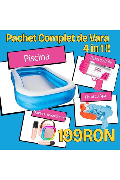 Pachet complet de vară: Piscină + Boxă Karaoke + Pistol Apă + Pistol Baloane