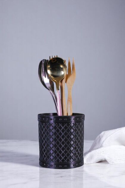 Countertop Cutlery Decorative Vertical Cutlery Cylinder Cutlery Black Color Model 90