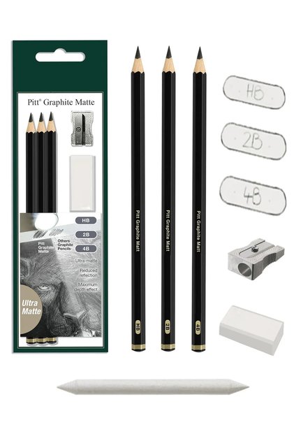 Pitt Graphite Matte Pencils Hb, 2B, 4B Set of 6 Drawing