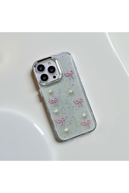iPhone 13 (6.1 Inch) Compatible Glitter Embossed Figure Glossy Epoxy Lux Transparent Case