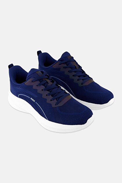 Men Brand Logo Lace Up Training Shoes, Navy