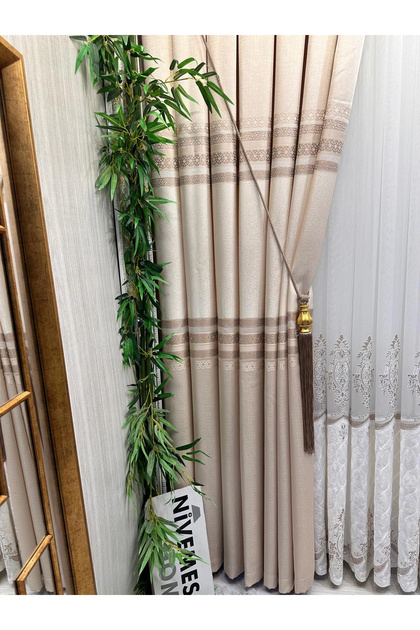 Samandağ Cream Ft614286 V-101 1/3 Fine Plied Background Curtain Apm