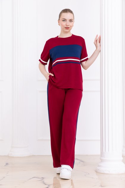 Modal Contrast Garnished Sports Tracksuit Set
