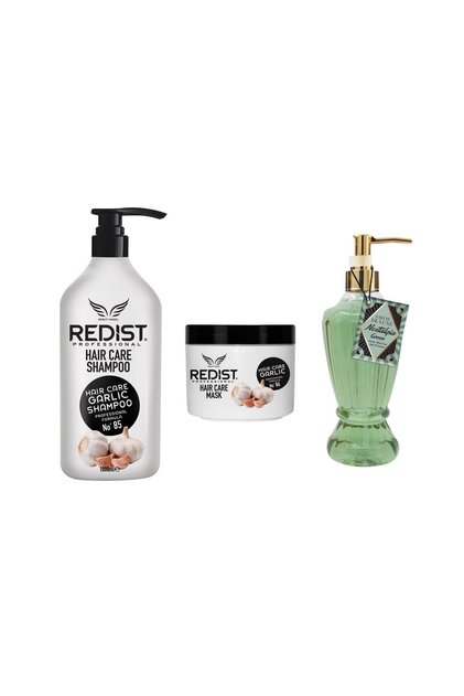 Συσκευασία Redist Σαμπουάν με Σκόρδο 1000 ml, Redist Μάσκα με Σκόρδο 475 ml και Σαπούνι Χεριών 500 ml