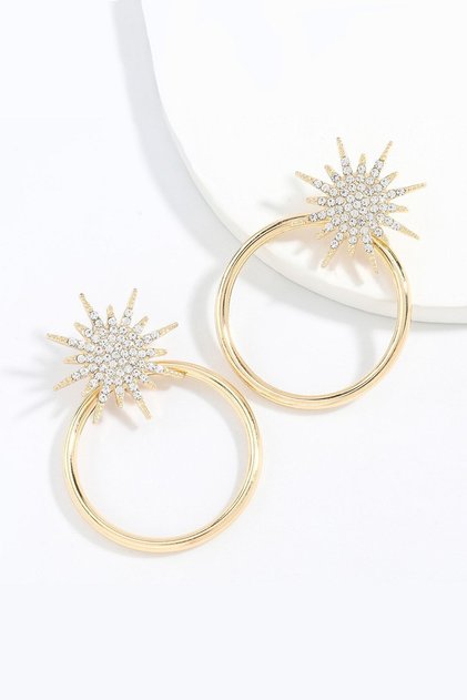 White Stone Hoop Women's Earrings
