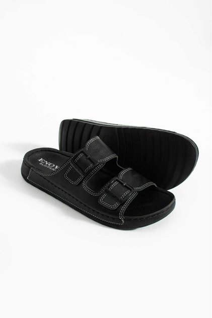 Men's Leather Double Striped Orthopedic Comfortable Sole Stitched Stylish Out and Inside Men's Slippers