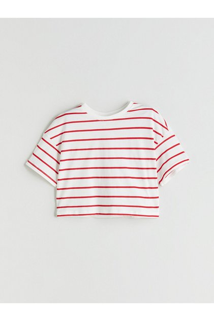 Lcw Kids Crew Neck Striped Combed Cotton Girls T-Shirt