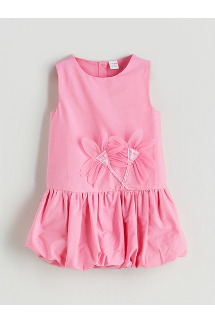 New Season Girls' Floral Appliqué Poplin Dress