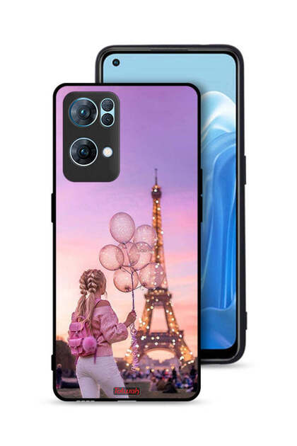 غطاء حماية لهاتف Oppo Reno7 Pro 5G بطبعة فتاة تحمل بالونات