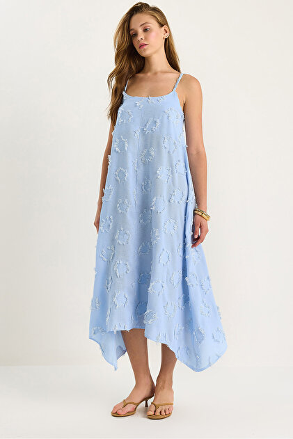 Bianco Lucci Women's Tassel Detailed Thin Strap Linen Dress 8066 60283487-  Trendyol