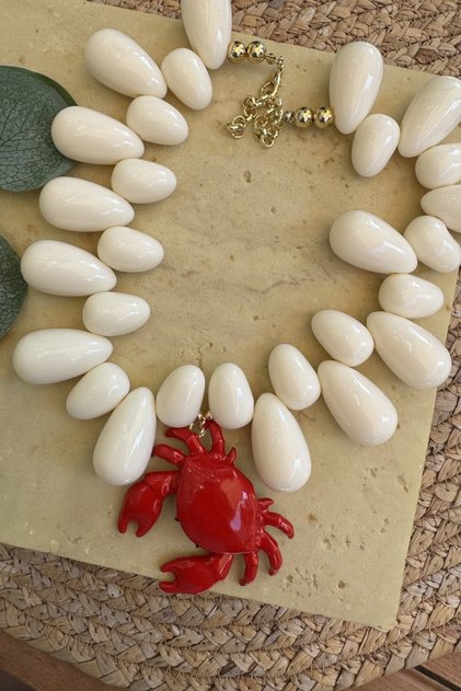 Zr Model Soap Beaded Crab Necklace 47cm