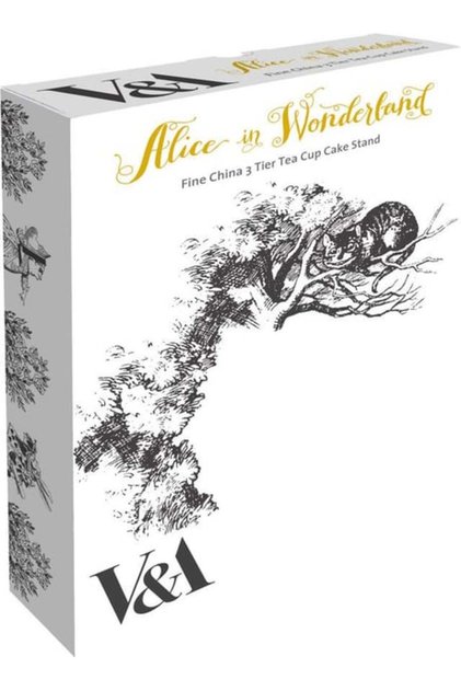 x V&A Alice In Wonderland 5200020 طقم أطباق كيك بورسلين فاين تشاينا مقاس 21 سم مكون من 4 قطع