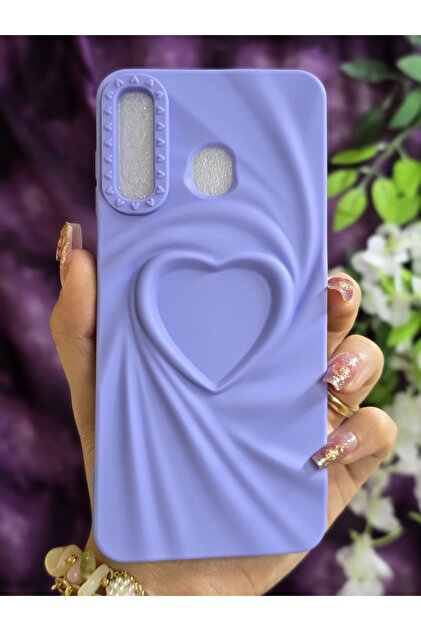 Samsung Galaxy A20/A30 Compatible 3D Heart Lilac Silicone Case