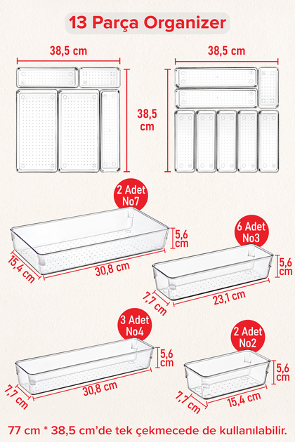 13 Parça Organizer ( 38,5 cm * 38,5 cm - 2 set )