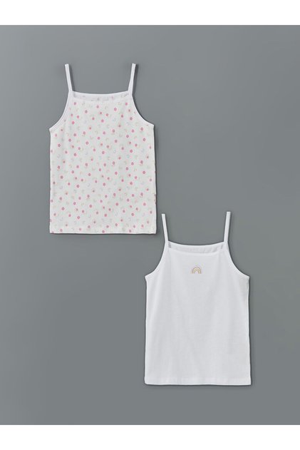 Lcw Kids Square Neck Floral Girls' Undershirt 2-Pack (S5)