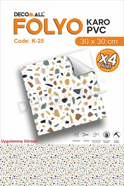 K-25 Tile Foil Self Adhesive Floor Tiles Bathroom Wall Covering Water Resistant 30X30Cm