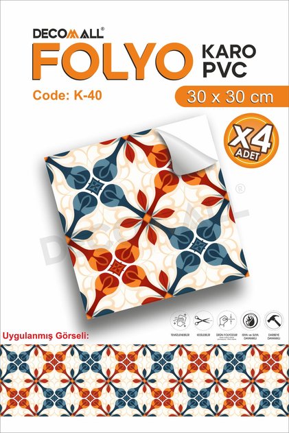 K-40 Laminated Tile Self-Adhesive Floor Tile Bathroom Wall Covering Water Resistant 30X30Cm