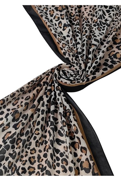 Mısırlı Eşarpları Soft Pamuklu Leopar Desenli Şal 75x190 cm
