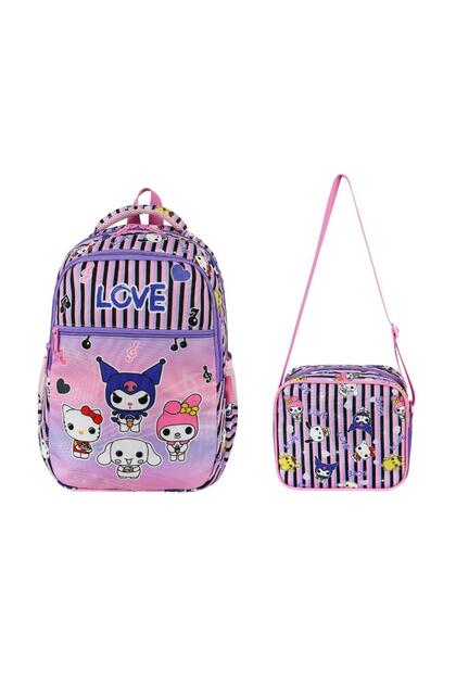 Primary School Bag Kuromi Set of 2 40*30 cm Lunch Box Orthopedic Backpack Girl Child