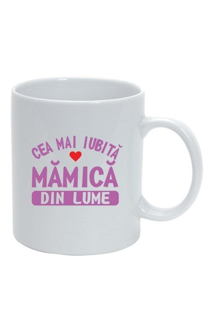 Cana alba personalizata, Cea mai... Mama, alb, D786, INOVATIX®. 330ml