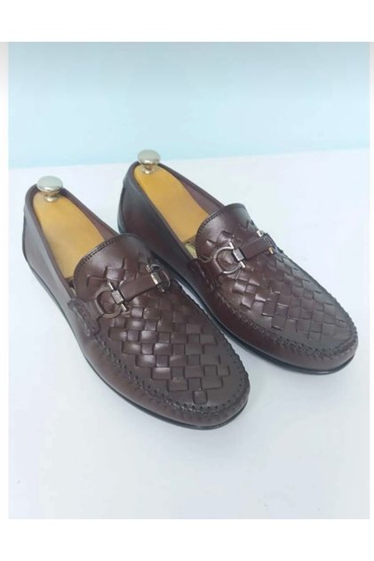 Burgundy Knitted Detailed Men's Loafer