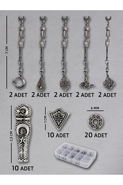 QELA COLLECTION Tesbih Yapım Seti 60 Parça Kutulu Püskül İmame