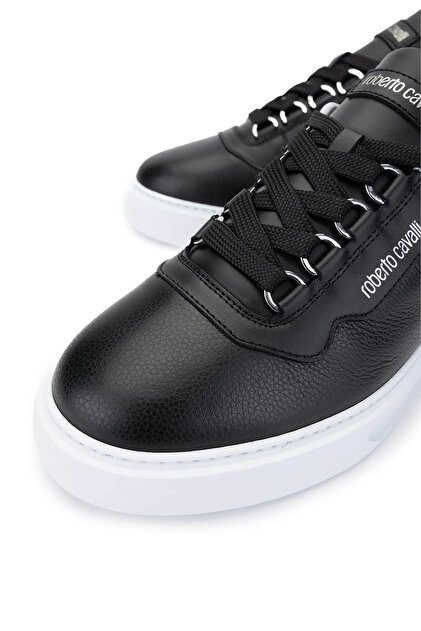 Roberto Cavalli Men's Genuine Leather Black Sneakers & Sports