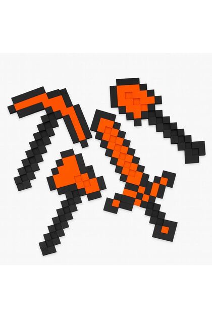 Minecraft Kılıç-kazma- Balta Üçlü Elmas Set 22 Cm / Minecraft Üçlü Elmas Set Figür Turuncu
