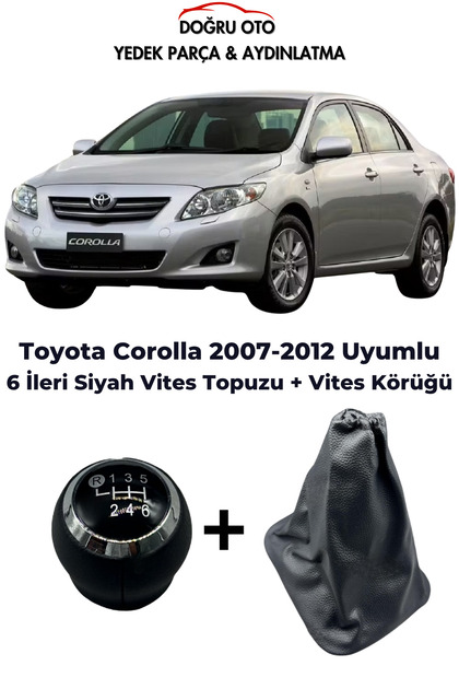 Toyota Corolla 6 Forward Black Gear Shift Knob + Gear Gaiter 2007-2012
