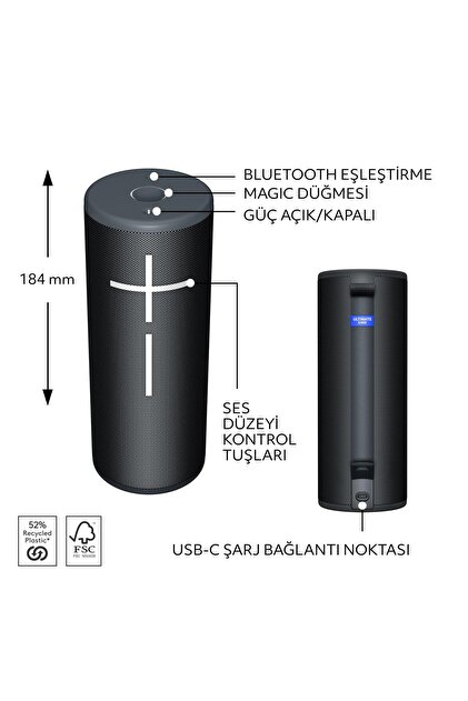 Ultimate Ears BOOM 4 Taşınabilir Su Geçirmez Bluetooth Hoparlör